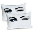 thumbnail image 1 of Ambesonne Eye Pillow Sham 2 Pack, Flirty Young Woman Wink, 30"x20", Blue Black Pale Grey, 1 of 3