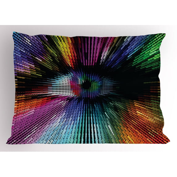 Ambesonne Eye Pillow Sham, Abstract Vibrant Optical, 36" X 20", Multicolor