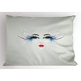 thumbnail image 1 of Ambesonne Eyelash Pillow Sham, Dreamy Eyes Red Lips, 36" X 20", Multicolor, 1 of 2