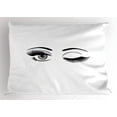 thumbnail image 1 of Ambesonne Eyelash Pillow Sham, Flirting Winking Woman, 26" X 20", Lilac Grey Black, 1 of 2