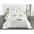 thumbnail image 1 of Ambesonne Eyelash Quilted Bedspread Set 3 Pcs, Sleeping Woman Face, Queen Size, Black White Blush, 1 of 5