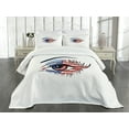 thumbnail image 1 of Ambesonne Eyelash Quilted Bedspread Set 3 Pcs, USA Flag Female Eye, Queen Size, Navy Blue Red Black, 1 of 5