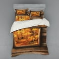 thumbnail image 1 of Ambesonne Fall Bedding Set 4 Pcs, View from Rustic Cottage, Queen, Orange Brown, 1 of 3