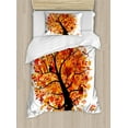 thumbnail image 1 of Ambesonne Fall Duvet Cover Sets, Cartoon Tree Leaves, 2-Twin, Yellow Orange Black, 1 of 3