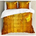 thumbnail image 1 of Ambesonne Fall Duvet Cover Sets, Leaves on Wooden Planks, 2-King, Yellow Orange Green, 1 of 7