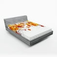 thumbnail image 1 of Ambesonne Fall Fitted Sheet, Cartoon Maple Autumn Tree, Queen Size, Orange White, 1 of 3