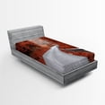 thumbnail image 1 of Ambesonne Fall Fitted Sheet, Dreamy Road Travel Theme, Twin Size, Orange Pale Grey, 1 of 2