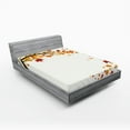 thumbnail image 1 of Ambesonne Fall Fitted Sheet, Flying Maple Leaf Seasons, California King, Brown Orange, 1 of 3