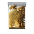 thumbnail image 1 of Ambesonne Fall Fitted Sheet & Pillow Sham Set, Autumn Morning Scenic, Queen, Green Yellow, 1 of 2