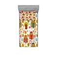 thumbnail image 1 of Ambesonne Fall Fitted Sheet & Pillow Sham Set, Colorful Owl Woodland Animals, Twin, Multicolor, 1 of 2
