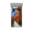 thumbnail image 1 of Ambesonne Fall Fitted Sheet & Pillow Sham Set, Highway Countryside Travel, Twin, Multicolor, 1 of 3