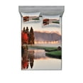 thumbnail image 1 of Ambesonne Fall Fitted Sheet & Pillow Sham Set, Idyllic Countryside View, Queen, Multicolor, 1 of 3