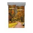 thumbnail image 1 of Ambesonne Fall Fitted Sheet & Pillow Sham Set, Idyllic Rural Park Woods, Full, Multicolor, 1 of 2