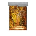 thumbnail image 1 of Ambesonne Fall Fitted Sheet & Pillow Sham Set, Scenic Outdoors Empty Road, Full, Redwood Yellow Orange, 1 of 2