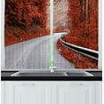 thumbnail image 1 of Ambesonne Fall Kitchen Curtains, Dreamy Road Travel Theme, 55"x45", Orange Pale Grey, 1 of 1