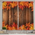 thumbnail image 1 of Ambesonne Fall Kitchen Curtains, Leaves on the Wooden Board, 55"x39", Brown Orange, 1 of 2