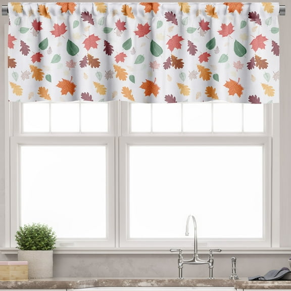 Ambesonne Fall Leaves Valance Pack of 2, Autumn Vibes Pattern, 54"X18", Multicolor