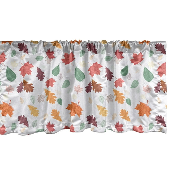 Ambesonne Fall Leaves Window Valance, Autumn Vibes Pattern, 42" x 18", Multicolor