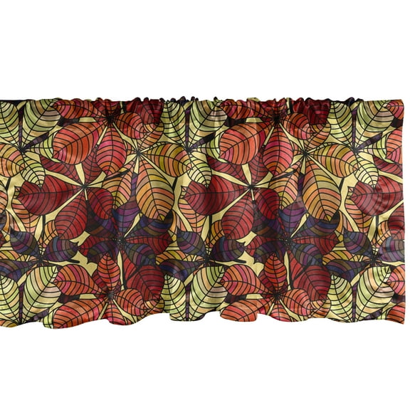Ambesonne Fall Leaves Window Valance, Repeated Floral Art, 42" x 12", Multicolor