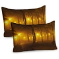 thumbnail image 1 of Ambesonne Fall Pillow Sham 2 Pack, Foggy Evening in the Park, 30"x20", Marigold Caramel, 1 of 3