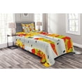 thumbnail image 1 of Ambesonne Fall Quilted Bedspread Set 2 Pcs, Autumn Scene with Leaves, Twin Size, Mustard Orange Green, 1 of 3