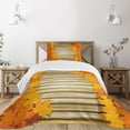 thumbnail image 1 of Ambesonne Fall Quilted Bedspread Set 2 Pcs, Fallen Leaves Rustic Style, Twin Size, Pale Coffee Marigold, 1 of 5