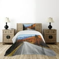 thumbnail image 1 of Ambesonne Fall Quilted Bedspread Set 2 Pcs, Highway Countryside Travel, Twin Size, Multicolor, 1 of 6