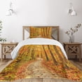 thumbnail image 1 of Ambesonne Fall Quilted Bedspread Set 2 Pcs, Pathway in the Wilderness, Twin Size, Orange Pale Green Brown, 1 of 5