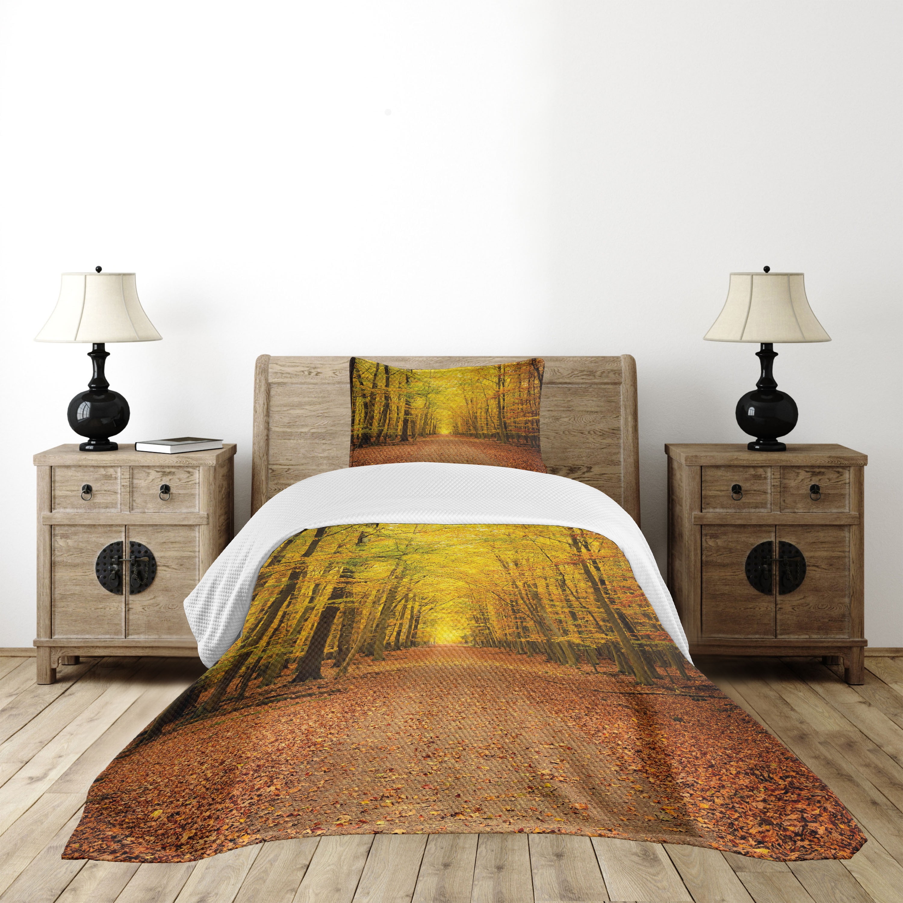 Ambesonne Twin Brown Polyester Kids Bedspread Set