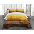 thumbnail image 1 of Ambesonne Fall Quilted Bedspread Set 3 Pcs, Empty Tabletop and Wheat, Queen Size, Brown Orange Yellow, 1 of 5