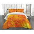 thumbnail image 1 of Ambesonne Fall Quilted Bedspread Set 3 Pcs, Maple Botany Foliage Leaf, Queen Size, Orange Yellow, 1 of 5