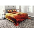 thumbnail image 1 of Ambesonne Fall Quilted Bedspread Set 3 Pcs, Misty Morning in Forest, King Size, Yellow Red, 1 of 3