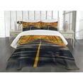 thumbnail image 1 of Ambesonne Fall Quilted Bedspread Set 3 Pcs, Rural Road Countryside, Queen Size, Multicolor, 1 of 5