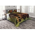 thumbnail image 1 of Ambesonne Fall Quilted Bedspread Set 3 Pcs, Rustic Cabin with Tractor, King Size, Multicolor, 1 of 3