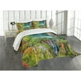 thumbnail image 1 of Ambesonne Fall Quilted Bedspread Set 3 Pcs, Scenic Fall Valley Lakes, Queen Size, Green Blue Orange, 1 of 5