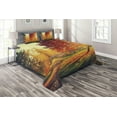 thumbnail image 1 of Ambesonne Fall Quilted Coverlet 3 Pcs, Misty Day in the Forest, Queen Size, Orange Yellow Green, 1 of 4