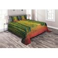 thumbnail image 1 of Ambesonne Fall Quilted Coverlet 3 Pcs, Warm Autumn Dramatic Road, King Size, Green, 1 of 2
