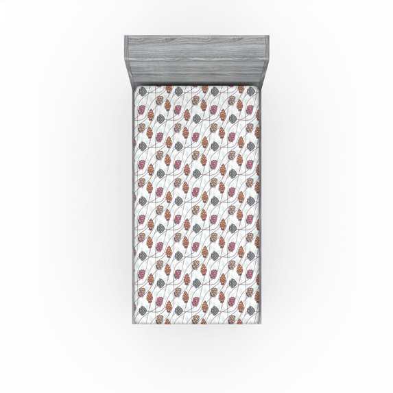 Ambesonne Fall Season Fitted Sheet, Corn Long Swirls Art, Twin Size, Soft Blue and Teal