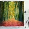 thumbnail image 1 of Ambesonne Fall Shower Curtain, Warm Autumn Dramatic Road, 69"Wx70"L, Green, 1 of 3