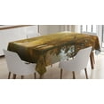 thumbnail image 1 of Ambesonne Fall Tablecloth Rectangular Table Cover, Autumn Morning Scenic, 60"x84", Green Yellow, 1 of 4