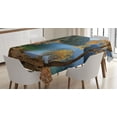 thumbnail image 1 of Ambesonne Fall Tablecloth Rectangular Table Cover, Lake Forest Autumn Tree, 52"x70", Orange Green, 1 of 4