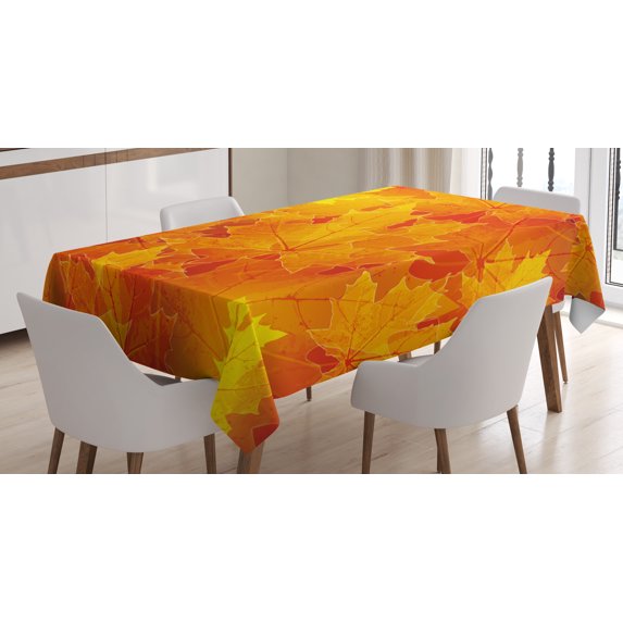 Ambesonne Fall Tablecloth Rectangular Table Cover, Maple Botany Foliage Leaf, 60"x90", Orange Yellow