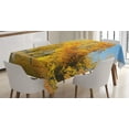 thumbnail image 1 of Ambesonne Fall Tablecloth Rectangular Table Cover, Maple Trees Countryside, 52"x70", Pale Blue Yellow Green, 1 of 4