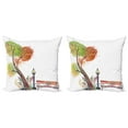 thumbnail image 1 of Ambesonne Fall Throw Pillow Cover 2 Pack, Autumn Day in Park Vintage, 16", Green Brown, 1 of 5