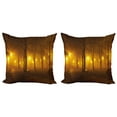 thumbnail image 1 of Ambesonne Fall Throw Pillow Cover 2 Pack, Foggy Evening in the Park, 18", Marigold Caramel, 1 of 7