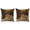 thumbnail image 1 of Ambesonne Fall Throw Pillow Cover 2 Pack, Roadway Mountains Travel, 20", Multicolor, 1 of 7