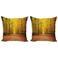 thumbnail image 1 of Ambesonne Fall Throw Pillow Cover 2 Pack, Seasonal Scenic Park, 16", Pale Green Orange Brown, 1 of 2