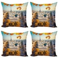 thumbnail image 1 of Ambesonne Fall Throw Pillow Cover 4 Pack, Aerial View Eiffel Tower, 18", Multicolor, 1 of 6