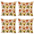 thumbnail image 1 of Ambesonne Fall Throw Pillow Cover 4 Pack, Colorful Owl Woodland Animals, 24", Multicolor, 1 of 5