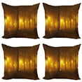 thumbnail image 1 of Ambesonne Fall Throw Pillow Cover 4 Pack, Foggy Evening in the Park, 18", Marigold Caramel, 1 of 5